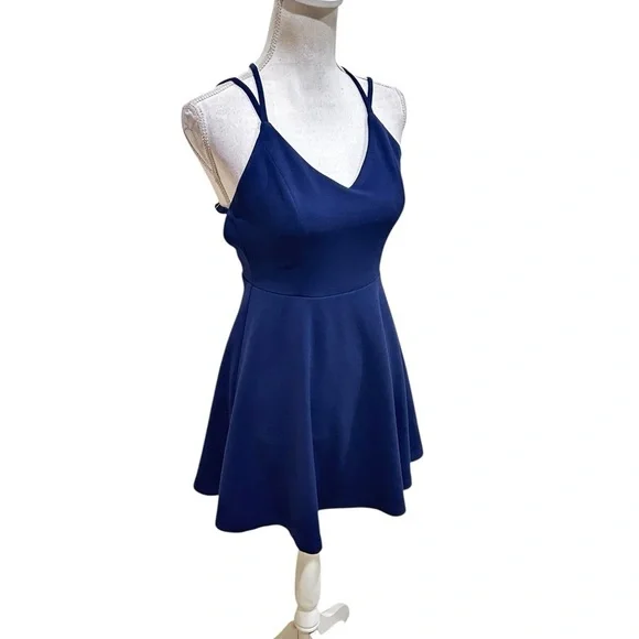 Lulu's believe in love Navy backless criss cross straps Mini skater Dress small - Picture 6 of 15